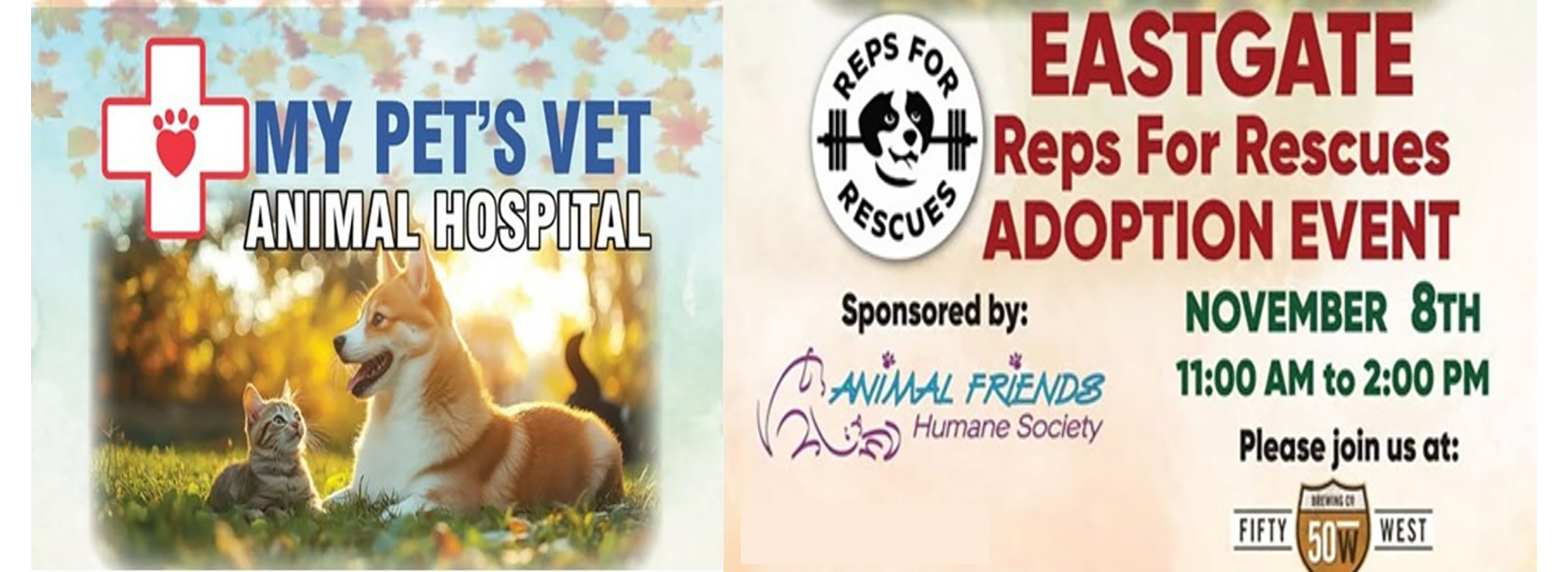 Dog and cat sitting in field